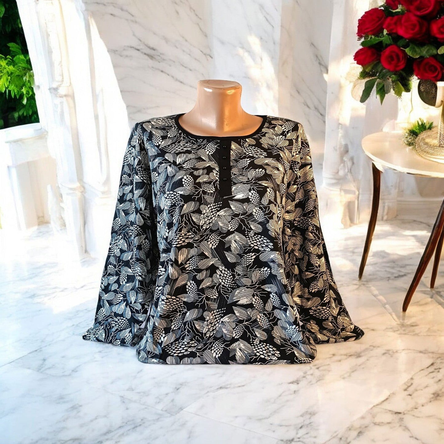 Bluza maneca lunga si nasturi la gat - AMG SHOP - -