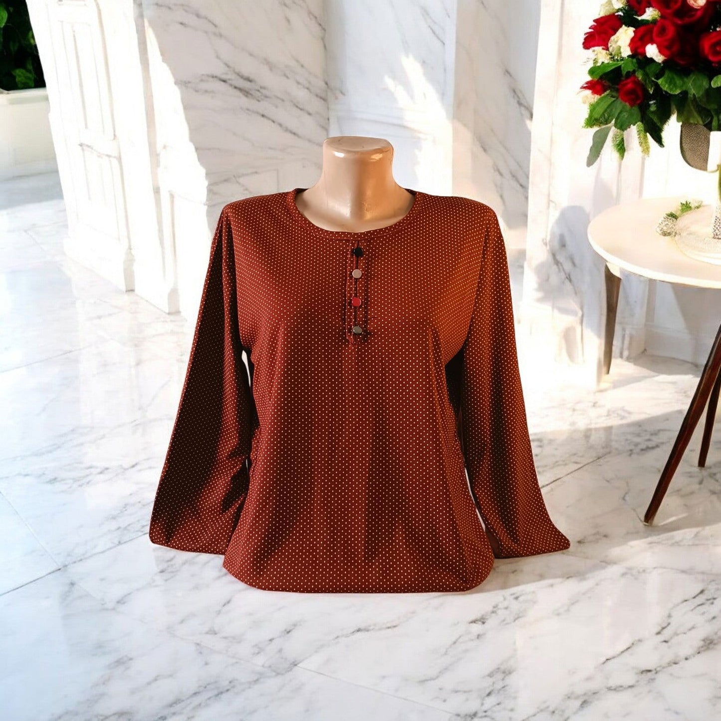 Bluza maneca lunga si nasturi la gat - AMG SHOP - -