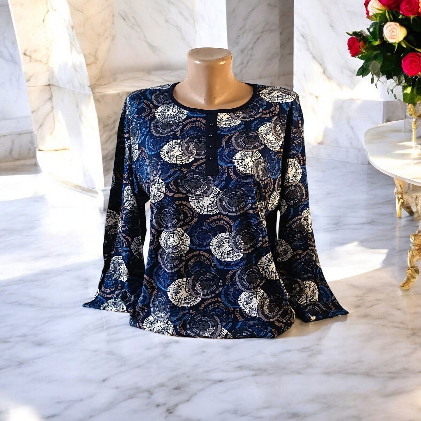 Bluza maneca lunga si nasturi la gat - AMG SHOP - -