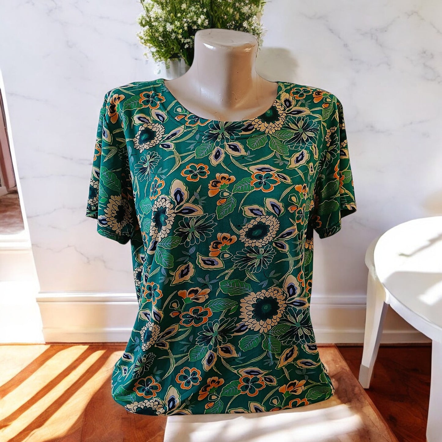 Bluza imprimeu Floral XL-5XL maneca scurta