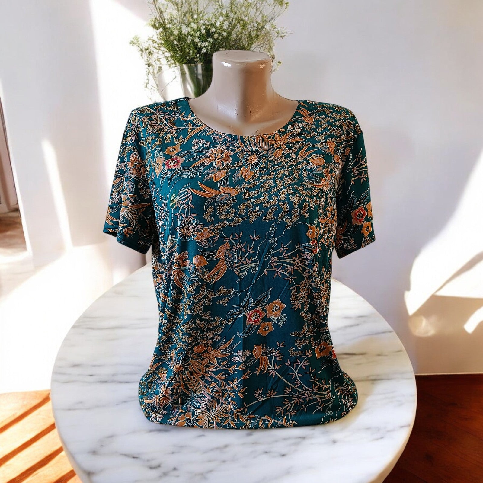 Bluza imprimeu Floral XL-5XL maneca scurta