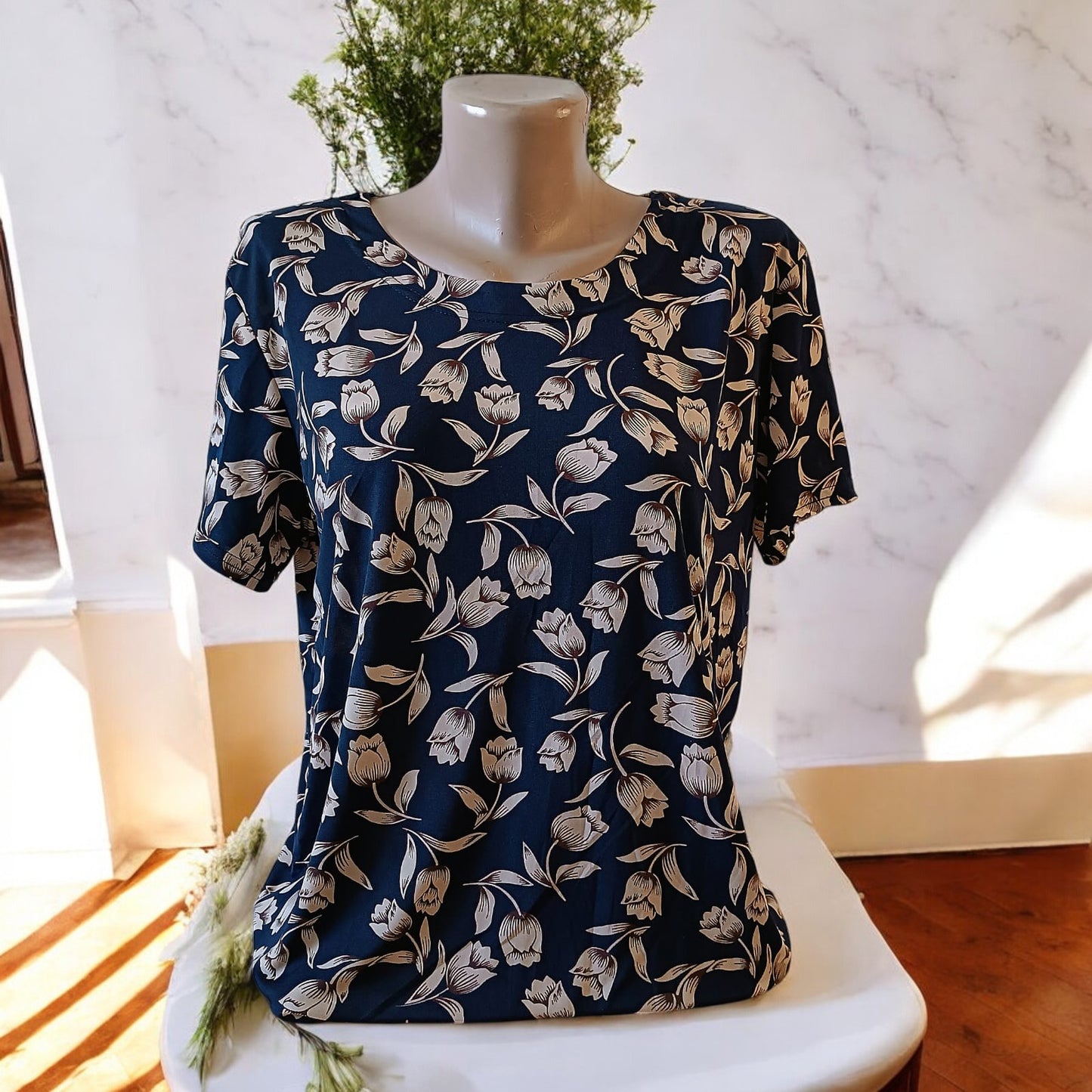 Bluza imprimeu Floral XL-5XL maneca scurta