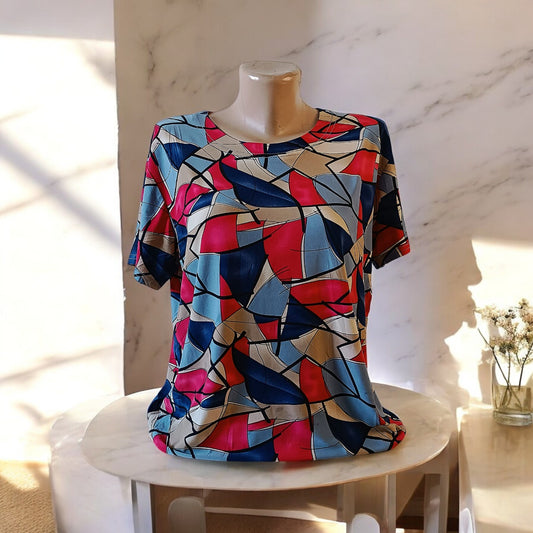 Bluze cu imprimeu si rotunde la gat XL-5XL