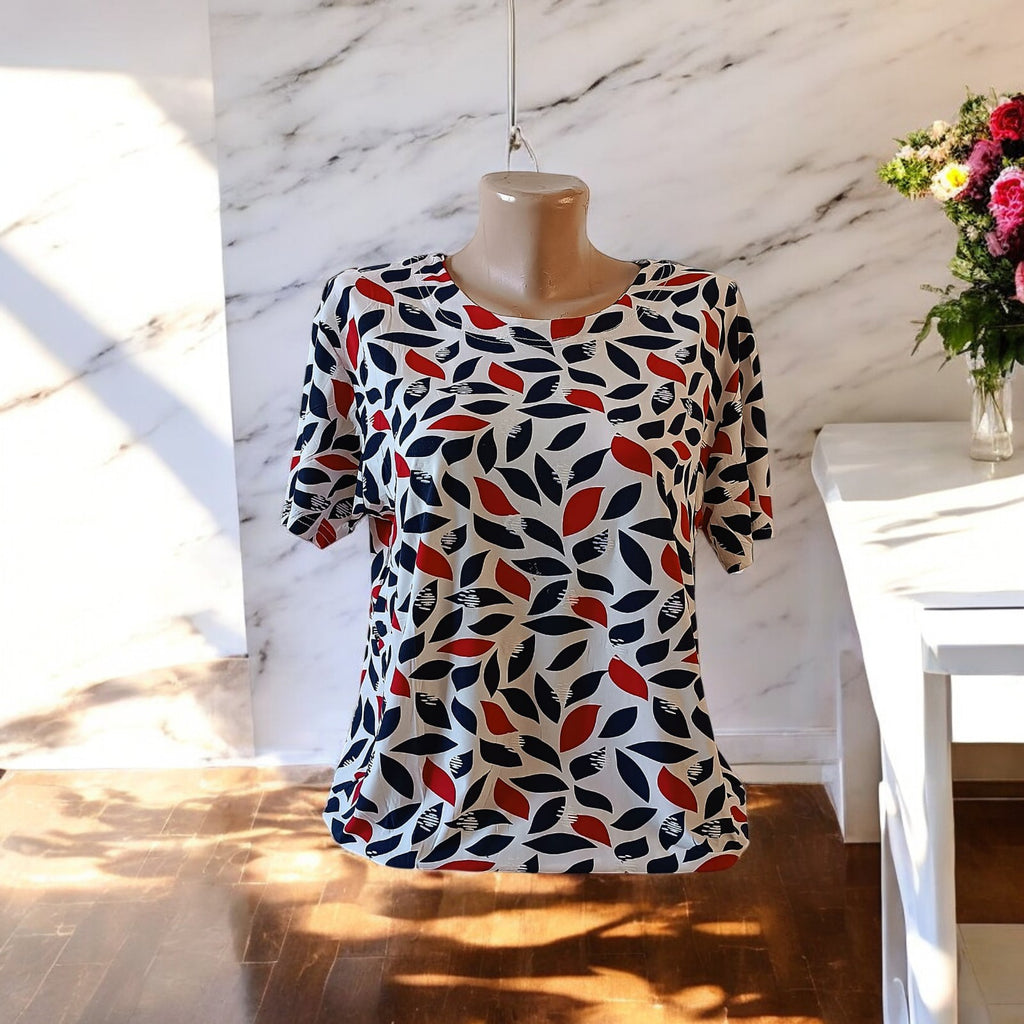 Bluze cu imprimeu si rotunde la gat XL-5XL
