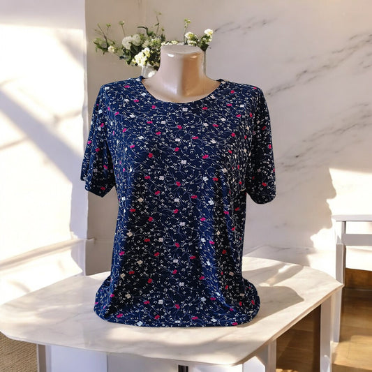 Bluze cu imprimeu si rotunde la gat XL-5XL