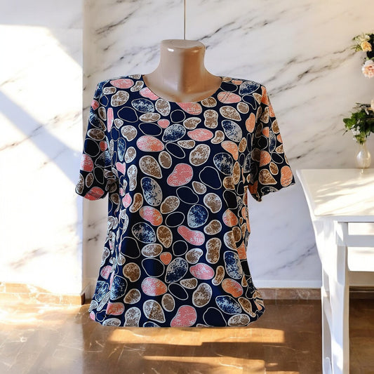 Bluze cu imprimeu si rotunde la gat XL-5XL