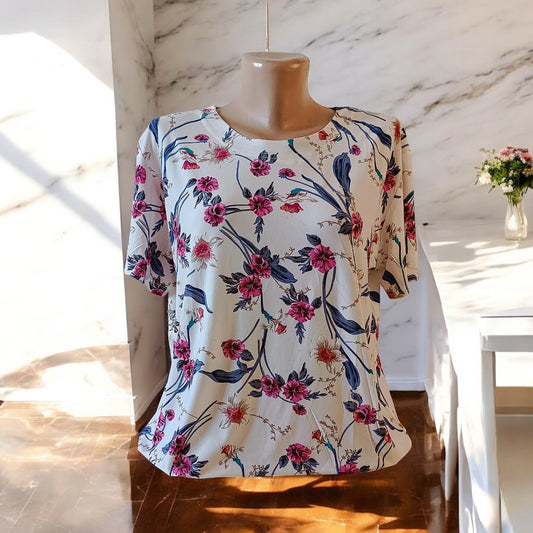 Bluze cu imprimeu si rotunde la gat XL-5XL