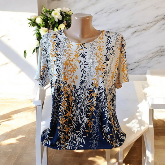 Bluze cu imprimeu si rotunde la gat XL-5XL