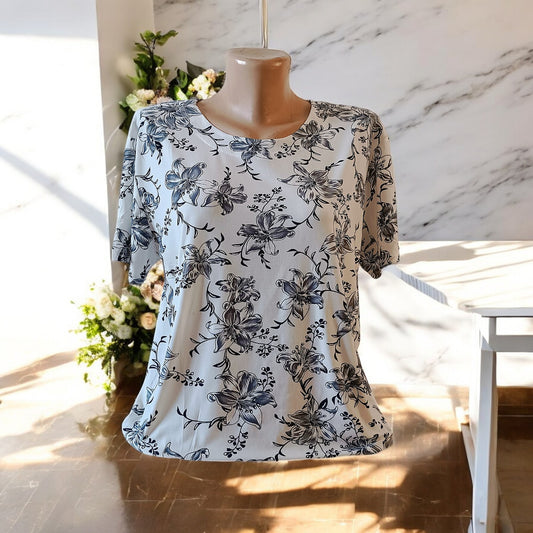 Bluze cu imprimeu si rotunde la gat XL-5XL