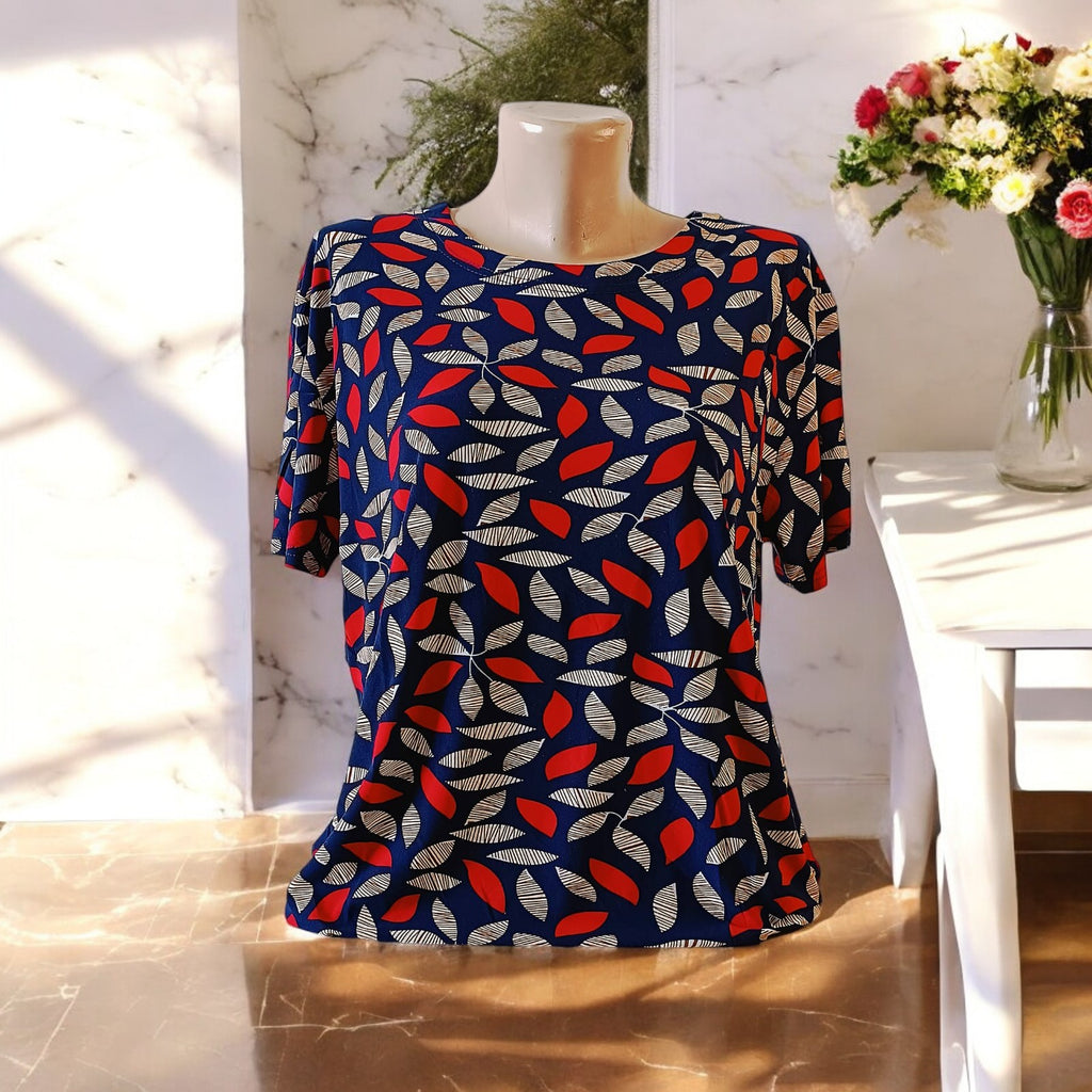 Bluze cu imprimeu si rotunde la gat XL-5XL