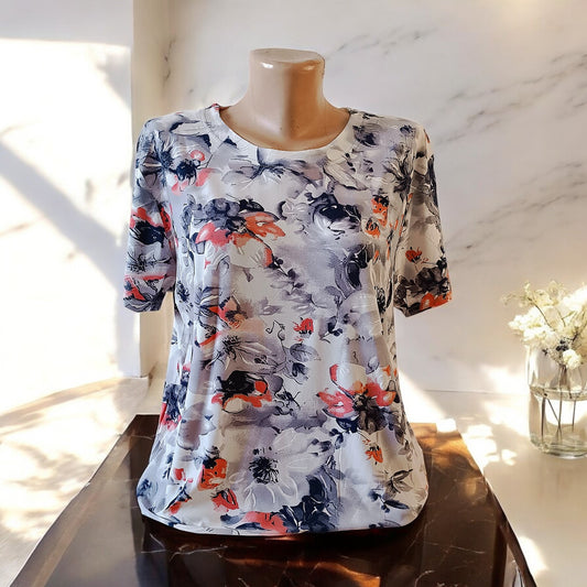 Bluze cu imprimeu si rotunde la gat XL-5XL