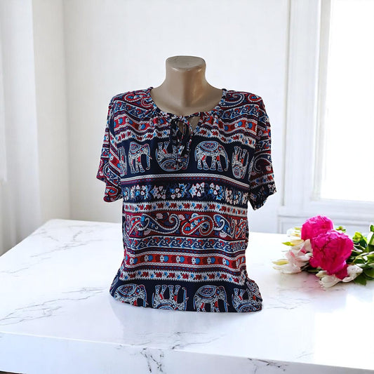 Bluza imprimeu Floral XL-5XL maneca scurta