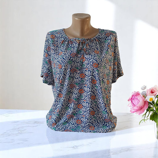 Bluza imprimeu Floral XL-5XL maneca scurta