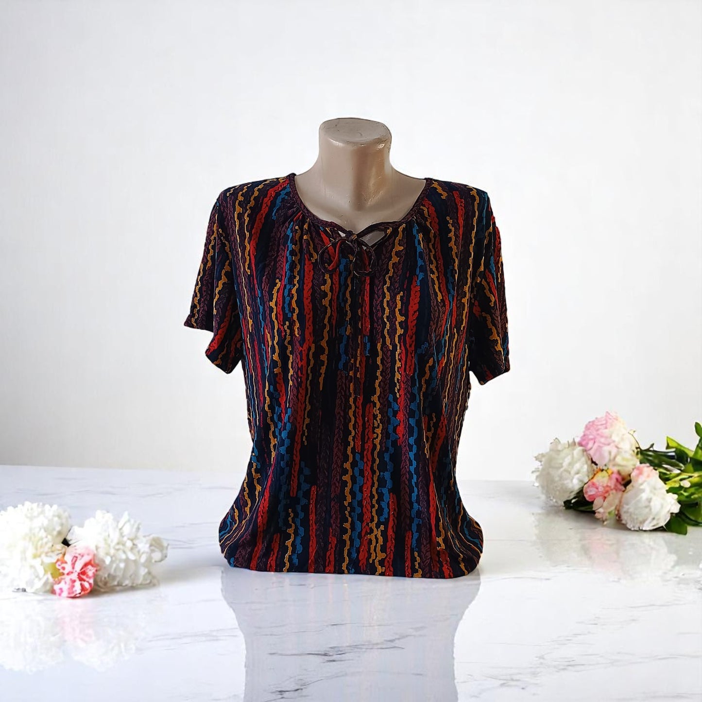 Bluza imprimeu Floral XL-5XL maneca scurta