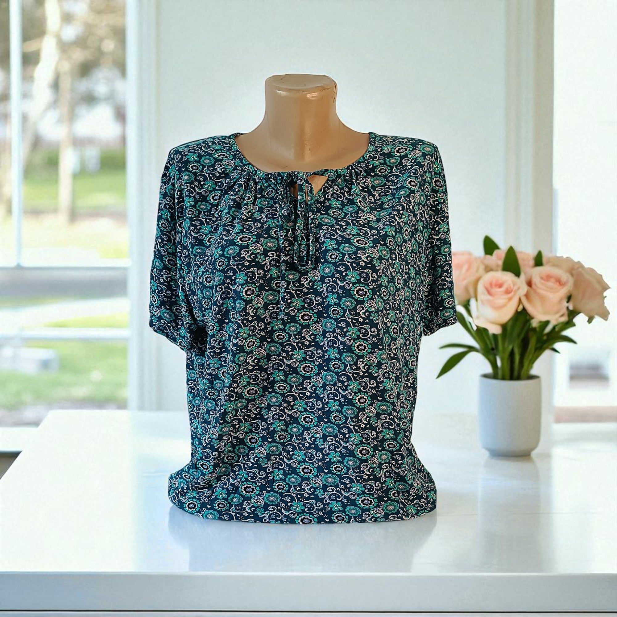 Bluza imprimeu Floral XL-5XL maneca scurta