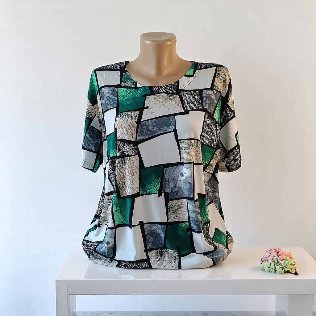 Bluza imprimeu Floral XL-5XL maneca scurta