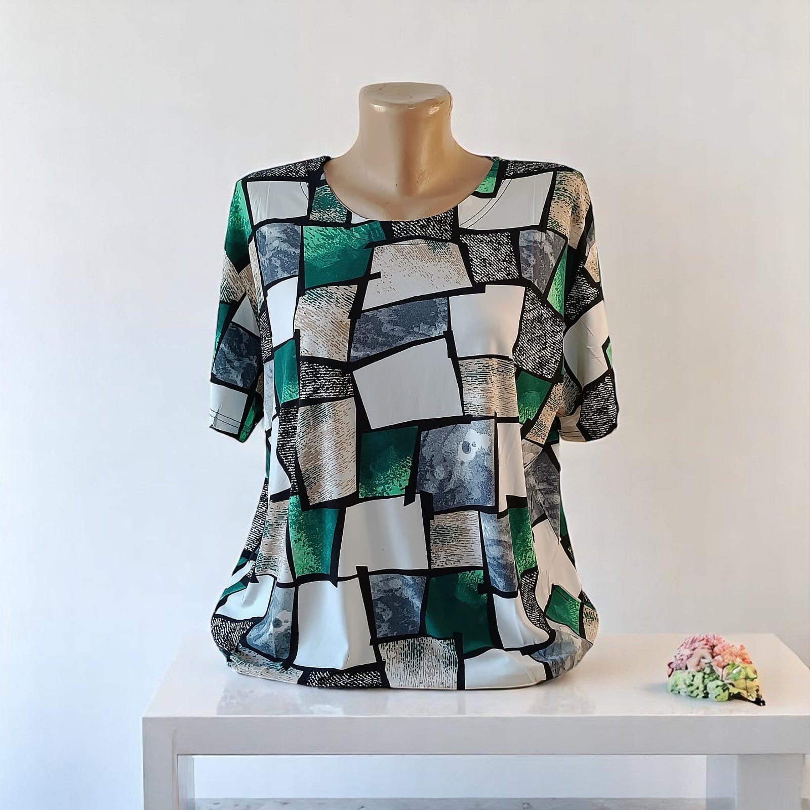 Bluza imprimeu Floral XL-5XL maneca scurta
