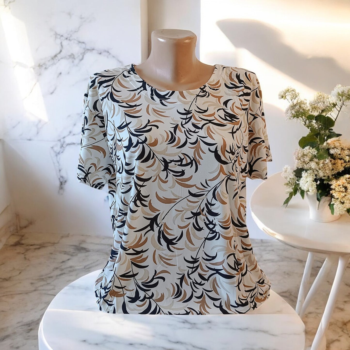 Bluza imprimeu Floral XL-5XL maneca scurta