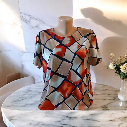 Bluza imprimeu Floral XL-5XL maneca scurta