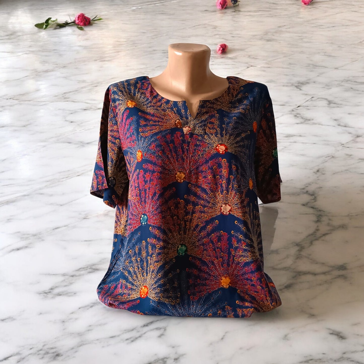 Bluza eleganta cu imprimeu si anchior