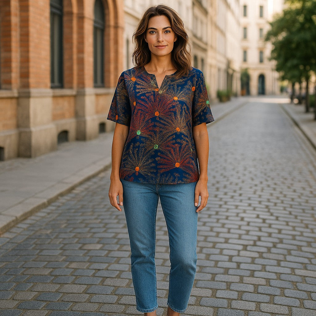 Bluza eleganta cu imprimeu si anchior