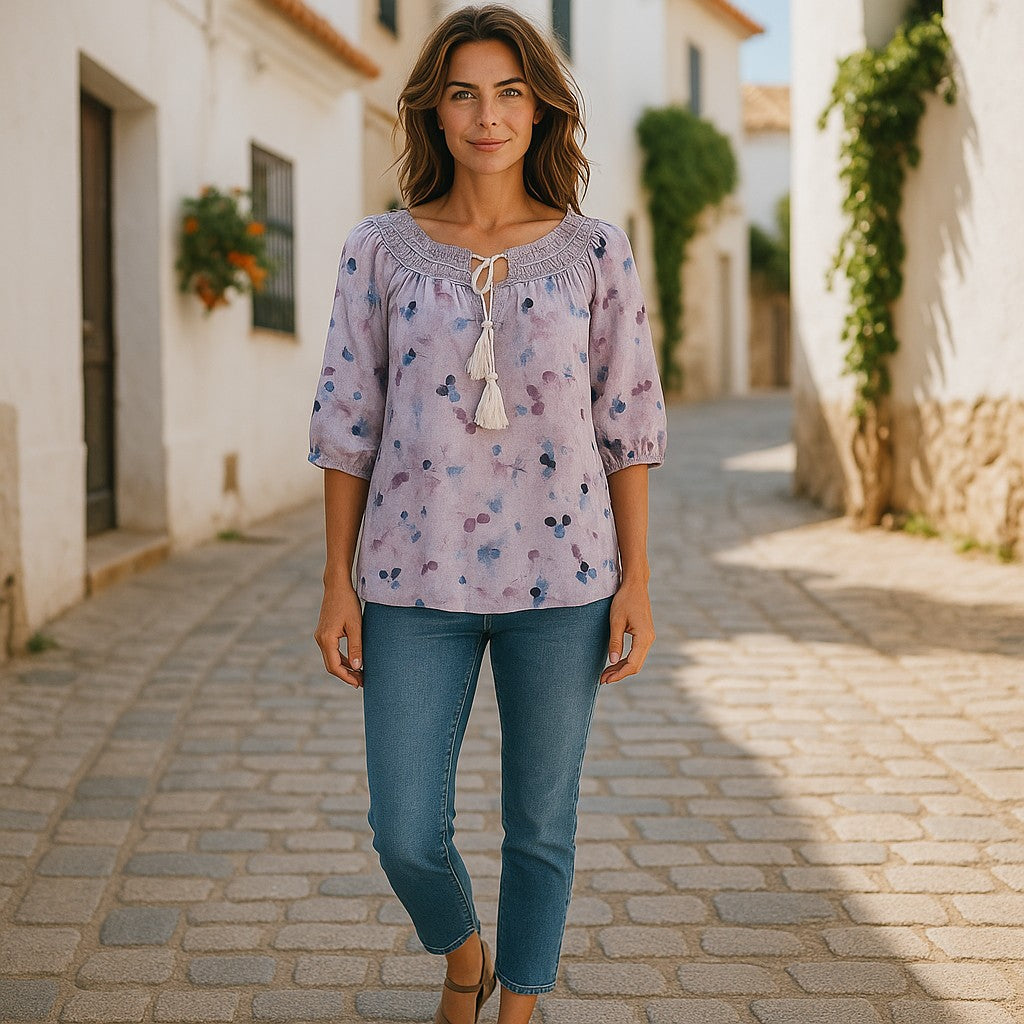 Bluze eleganta cu imprimeu deosebit si maneca 3/4