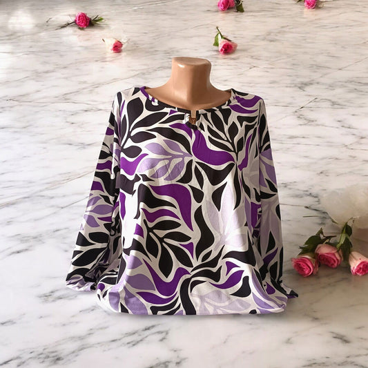 Bluza cu imprimeu floral deosebit cu maneca lunga 5XL-8XL - AMG SHOP -  - 
