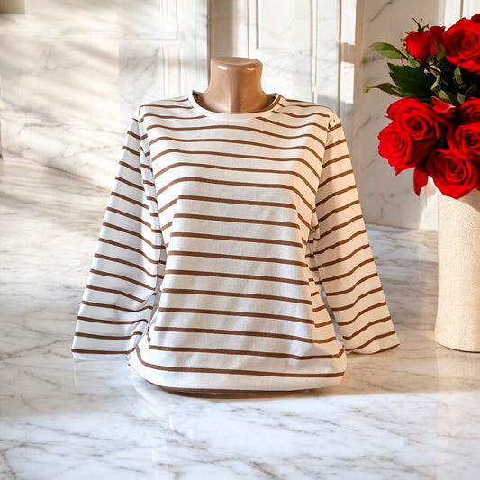 Bluza fashion cu guler rotund si dungi - AMG SHOP -  - 