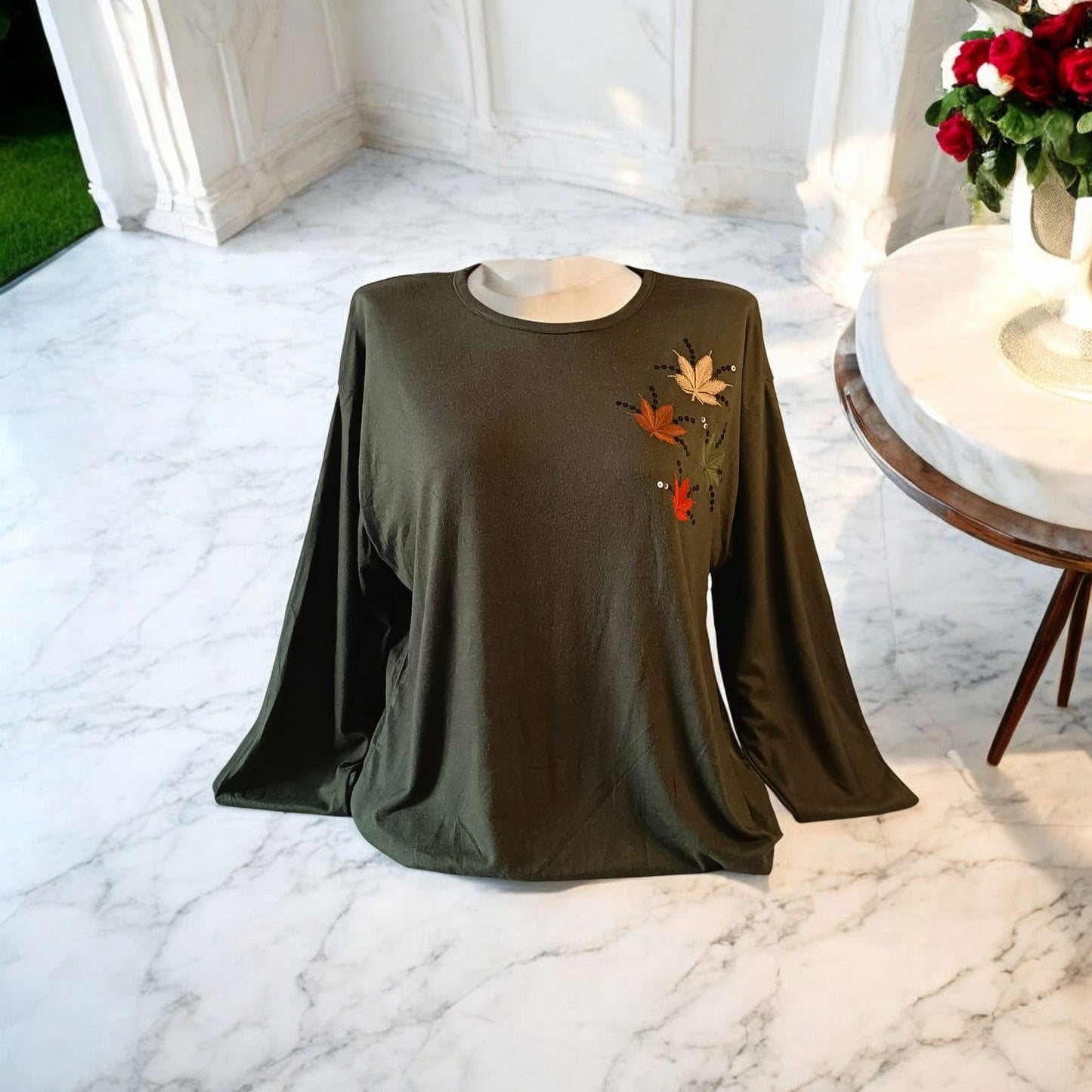 Bluza fashion cu guler rotund si imprimeu floral - AMG SHOP -  - 