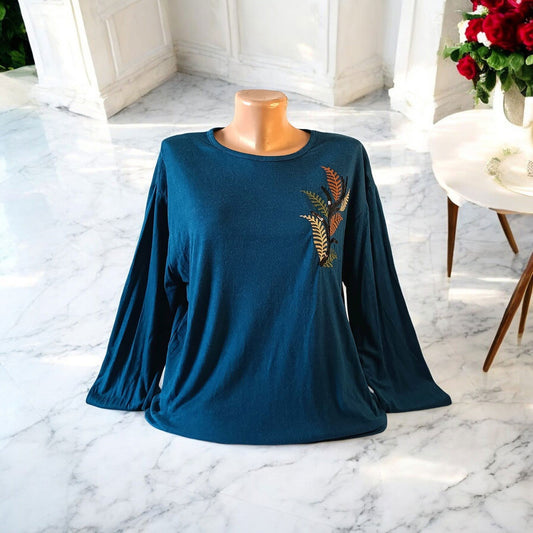 Bluza fashion cu guler rotund si imprimeu floral - AMG SHOP -  - 