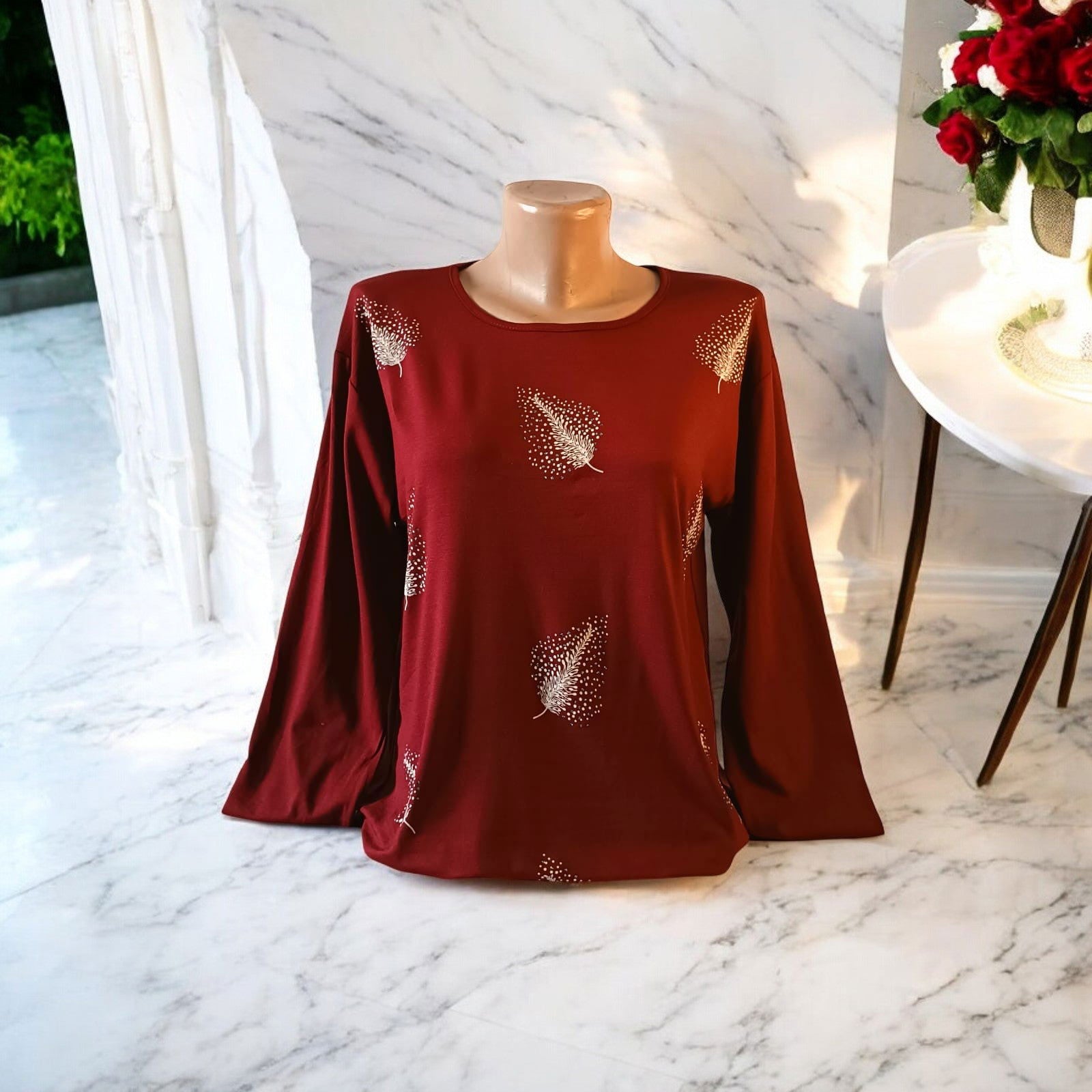 Bluza fashion cu guler rotund si maneca lunga - AMG SHOP -  - 