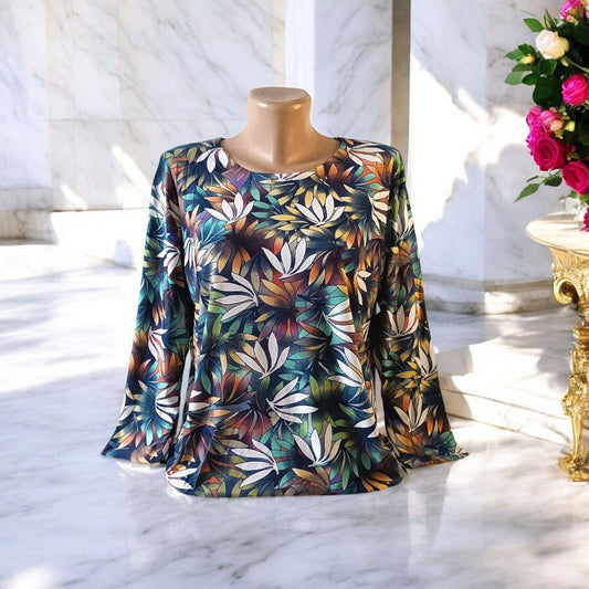 Bluza imprimeu Floral XL-5XL - AMG SHOP - Bluza imprimeu Floral XL-5XL Bluza AMG SHop XL Verde Licra si Bumbac - 