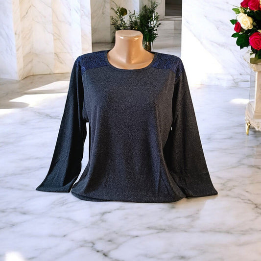 Bluza maneca lunga imprimeu simplu cu dantela la meneci - AMG SHOP -  - 