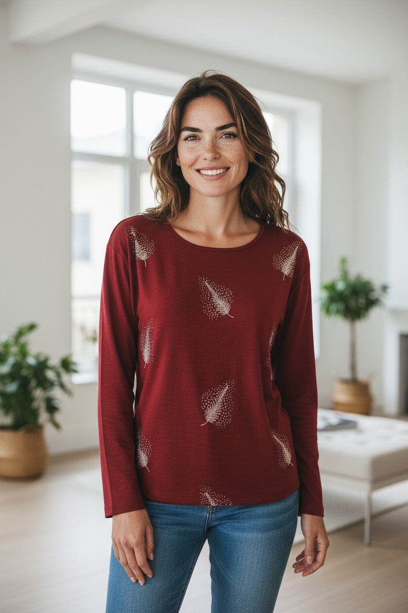 Bluza fashion cu guler rotund si maneca lunga