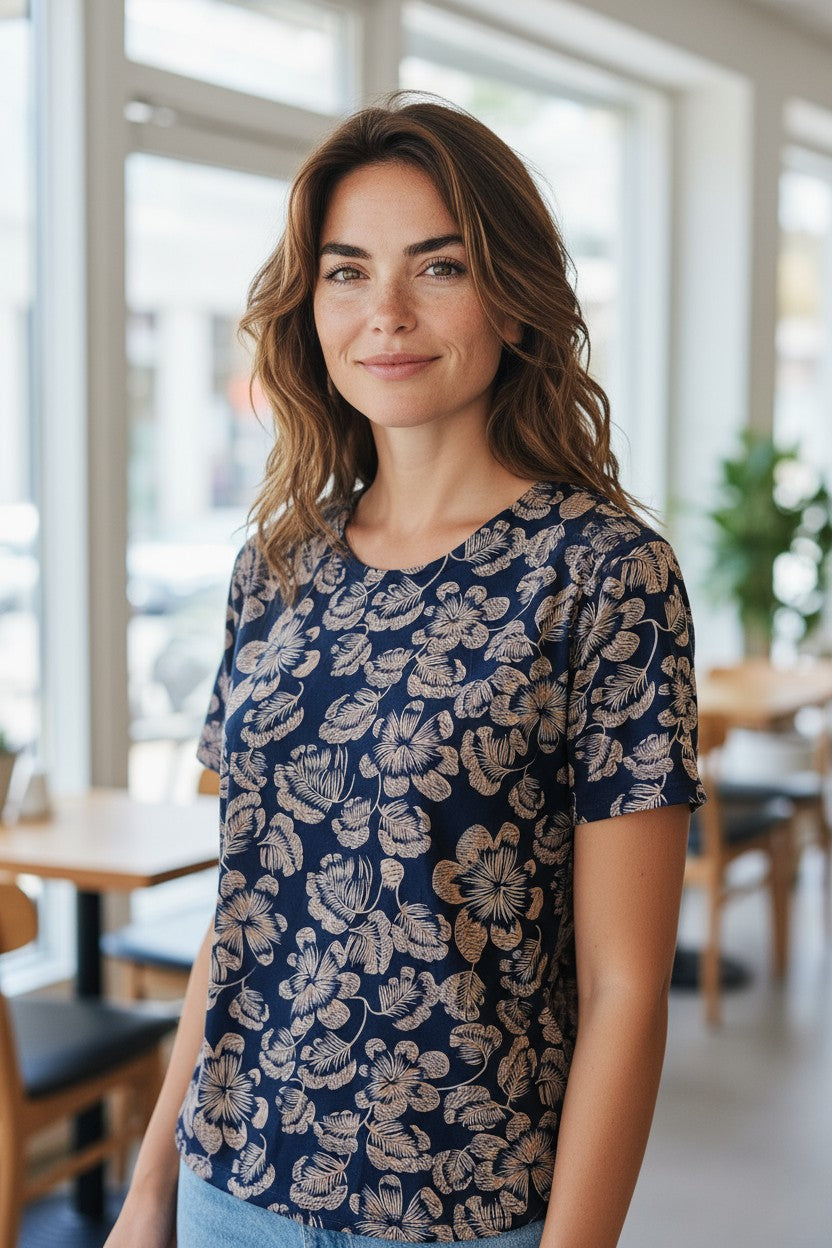 Bluza imprimeu Floral XL-5XL maneca scurta