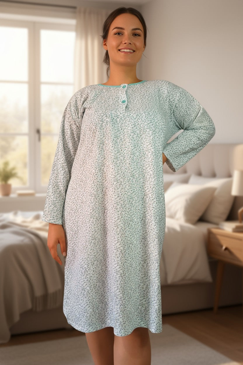 Pijama tip camasa de noapte dama bumbac marime mare XL-2XL