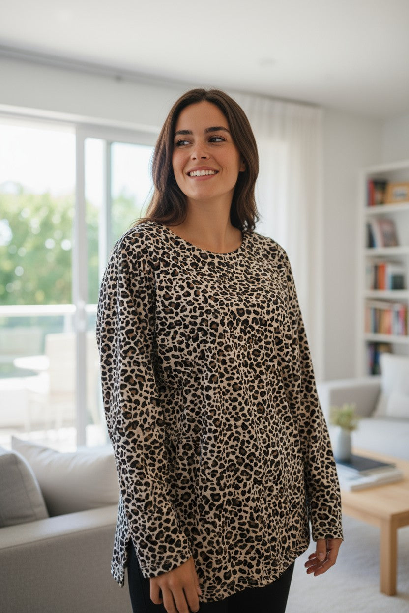 Bluza cu imprimeu floral deosebit cu maneca lunga 5XL-8XL