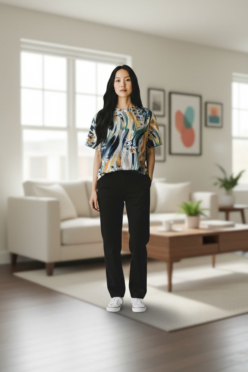 Bluza imprimeu Floral XL-5XL maneca scurta