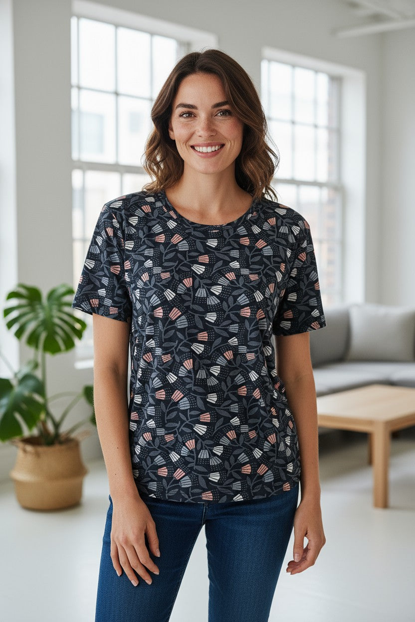 Bluza imprimeu Floral XL-5XL maneca scurta