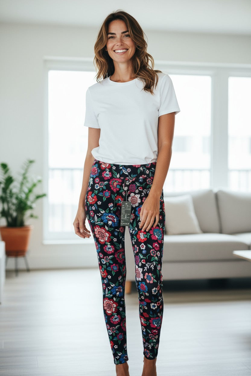 Pantalonii Drepti lungi cu imprimeu S-L