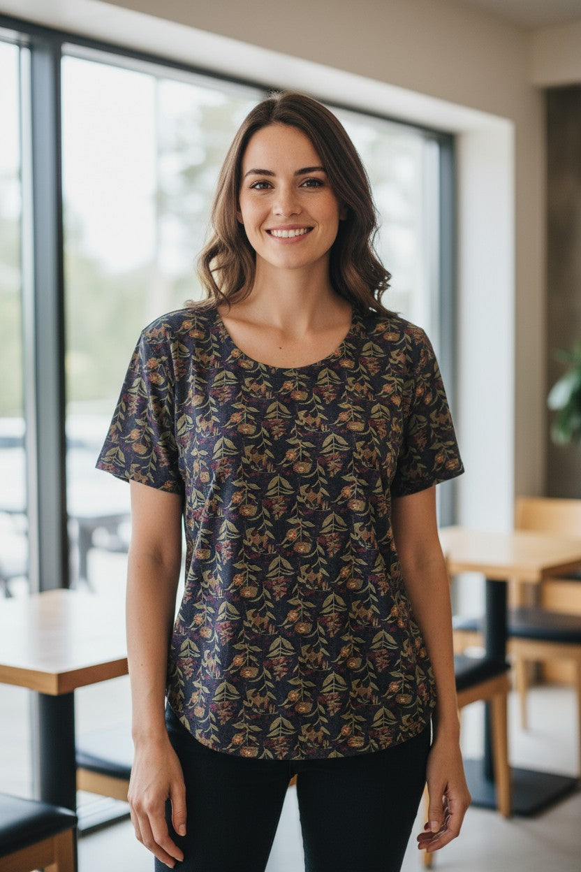 Bluza imprimeu Floral XL-5XL maneca scurta