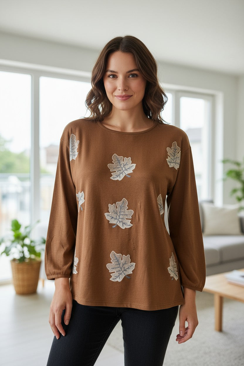 Bluza fashion cu guler rotund si maneca lunga