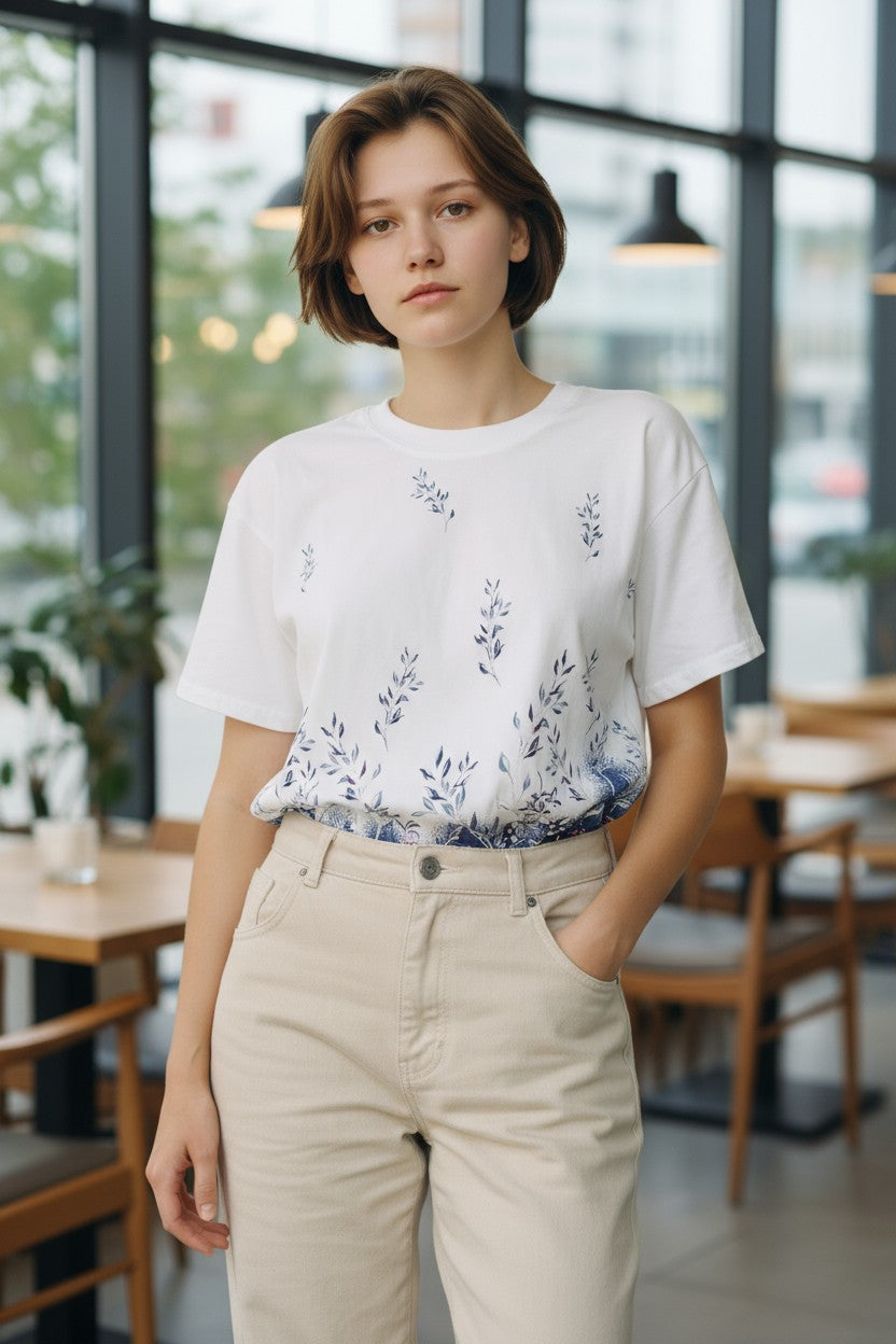 Bluza imprimeu Floral XL-5XL maneca scurta