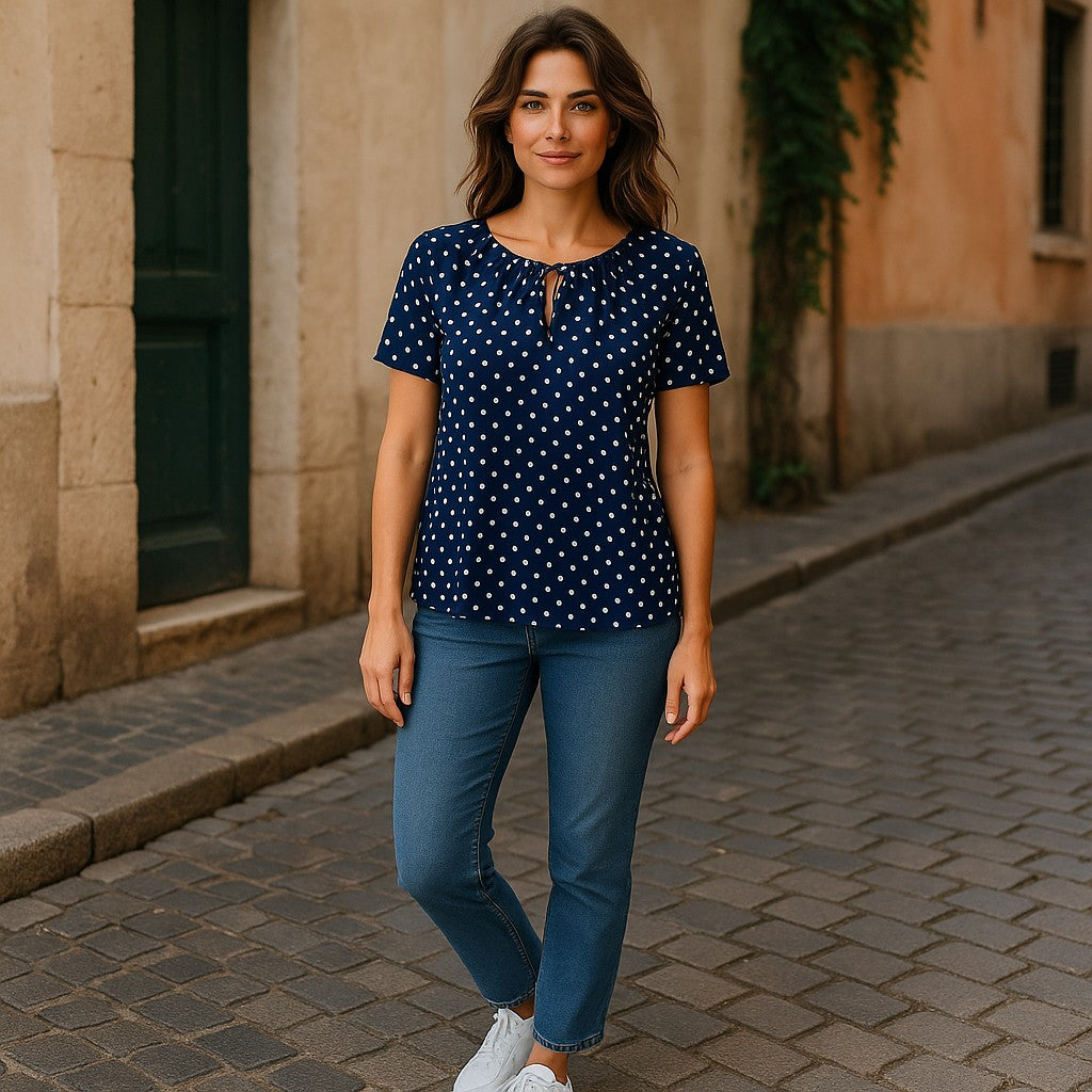 Bluze maneca scurta cu buline si snur XL-5XL