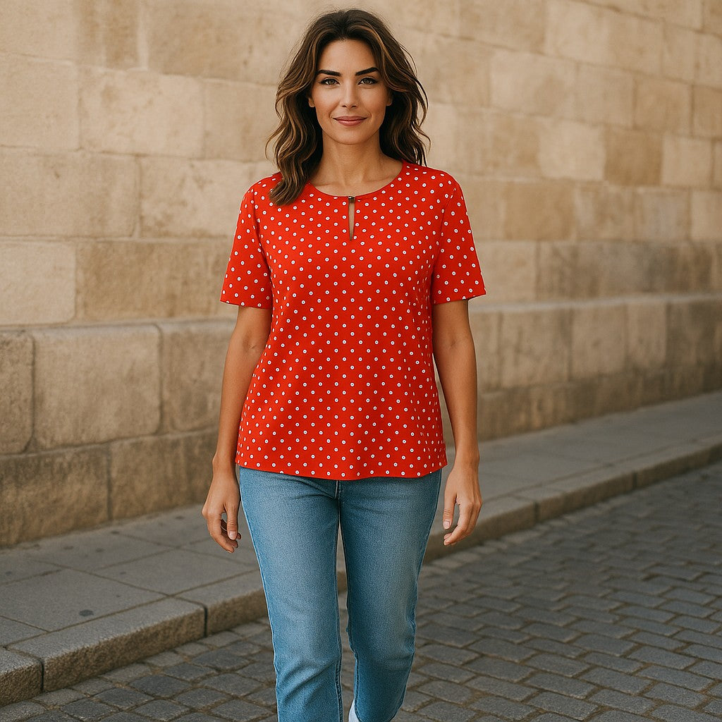 Bluze maneca scurta cu buline XL-5XL