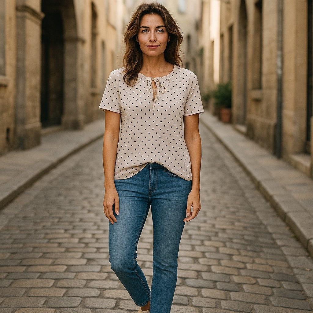 Bluze maneca scurta cu buline si snur XL-5XL