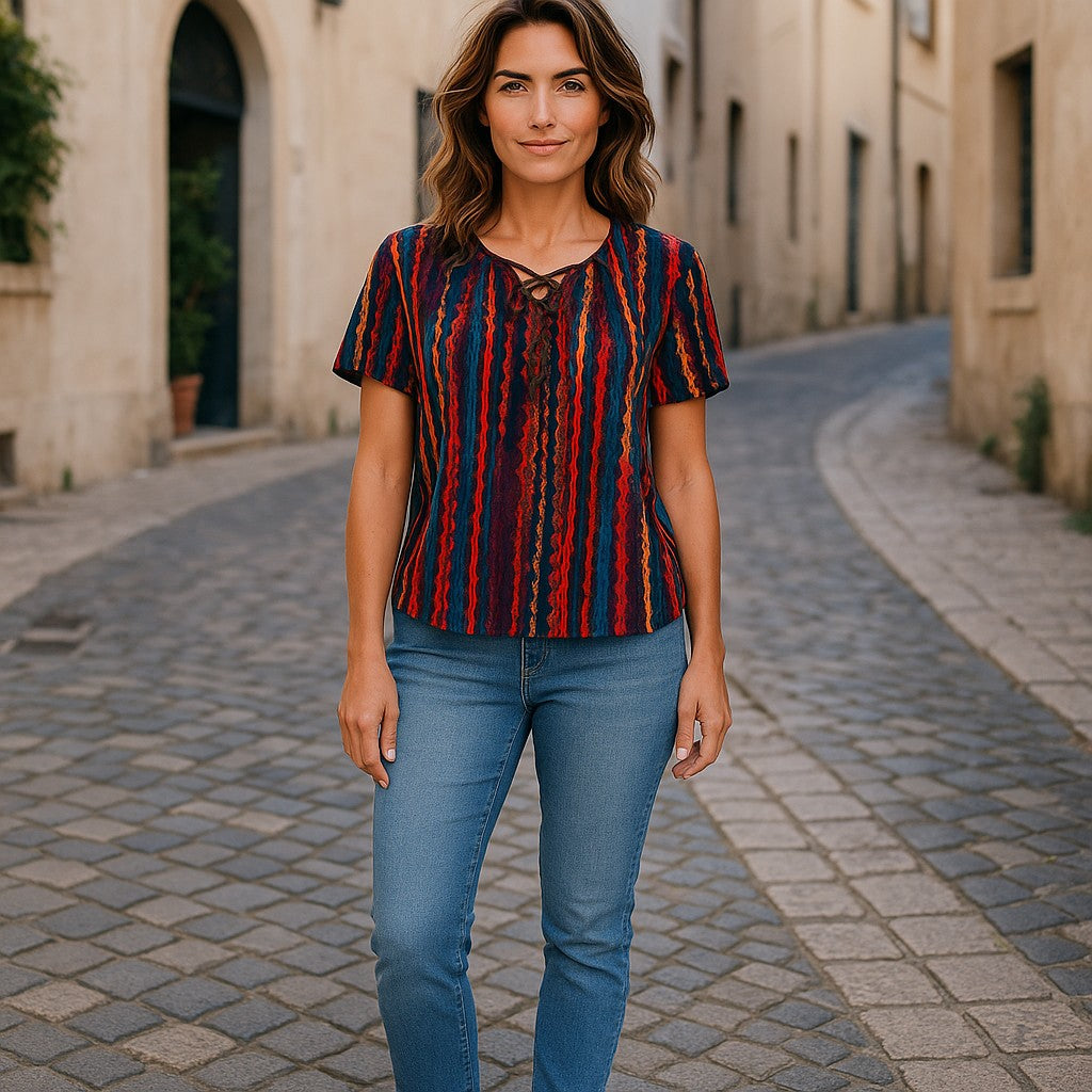 Bluza imprimeu Floral XL-5XL maneca scurta