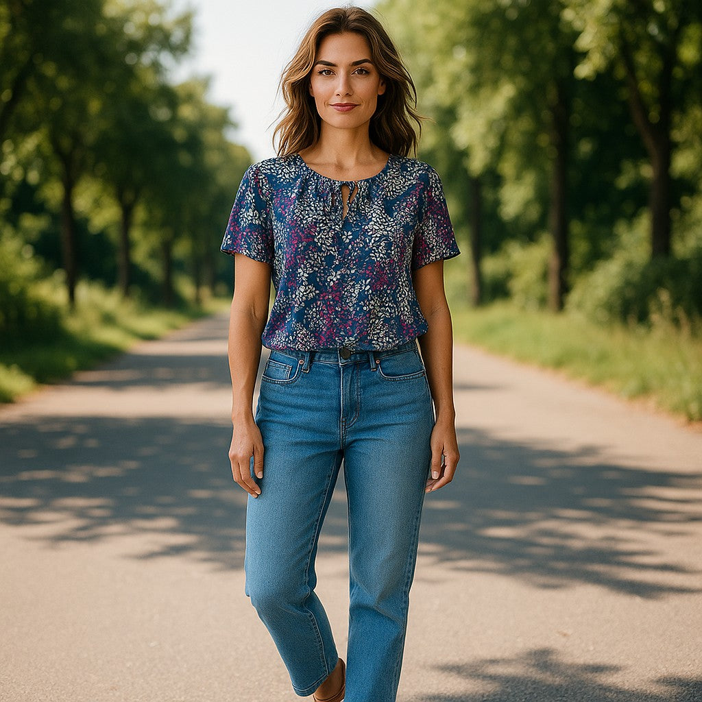 Bluza imprimeu Floral XL-5XL maneca scurta