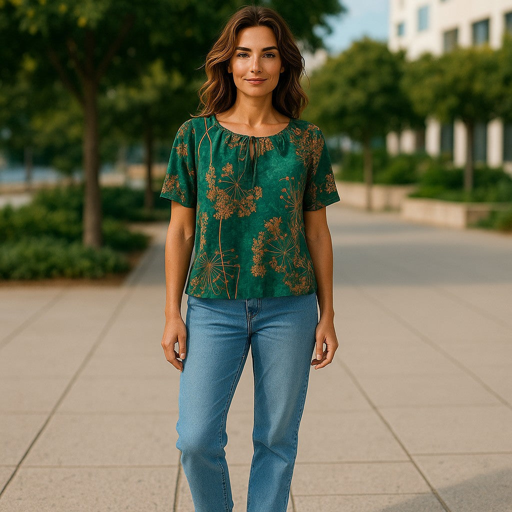 Bluza imprimeu Floral XL-5XL maneca scurta