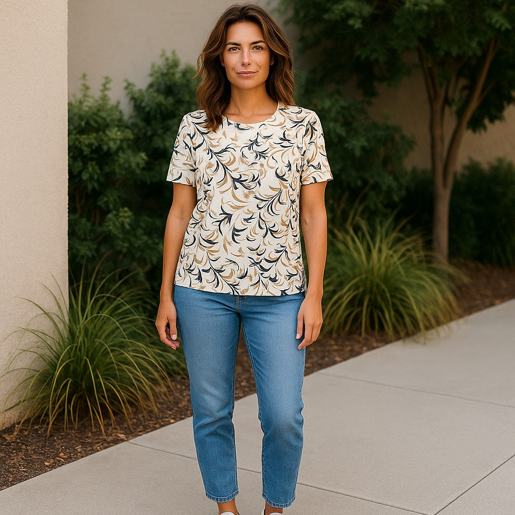 Bluza imprimeu Floral XL-5XL maneca scurta
